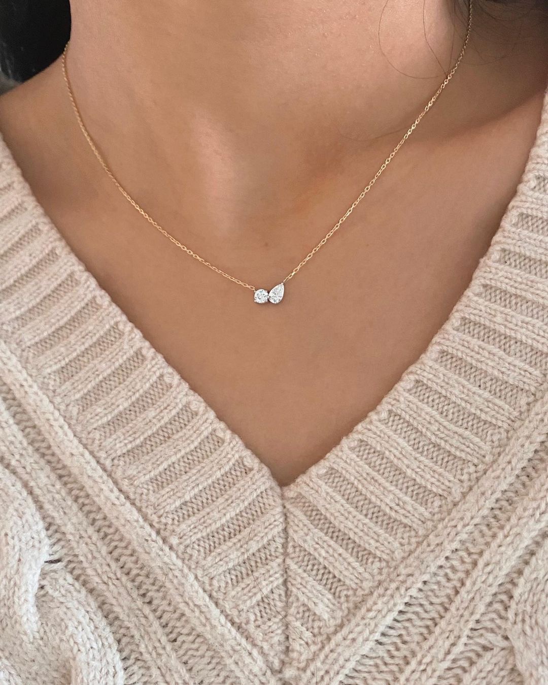 Teardrop Double Stone Necklace