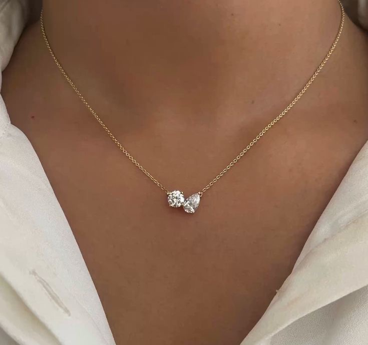 Teardrop Double Stone Necklace